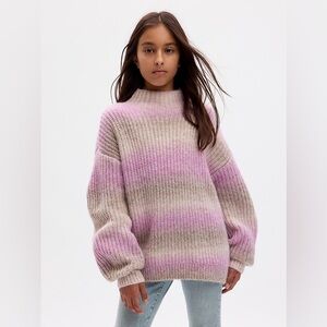 GAP Kids Stripe Mockneck Soft Knit Sweater Ombré Pink Size Medium (8-9)